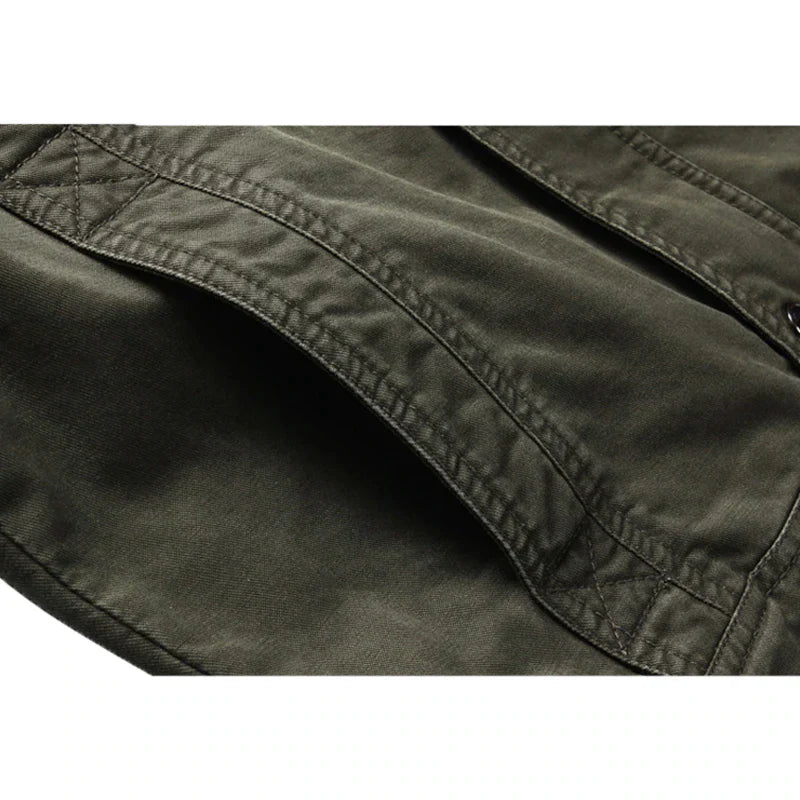 Armeegrüne Jacke | Zip-Up | Taschen | Herrenjacke | Outdoorjacke-Chaps Herrenmode