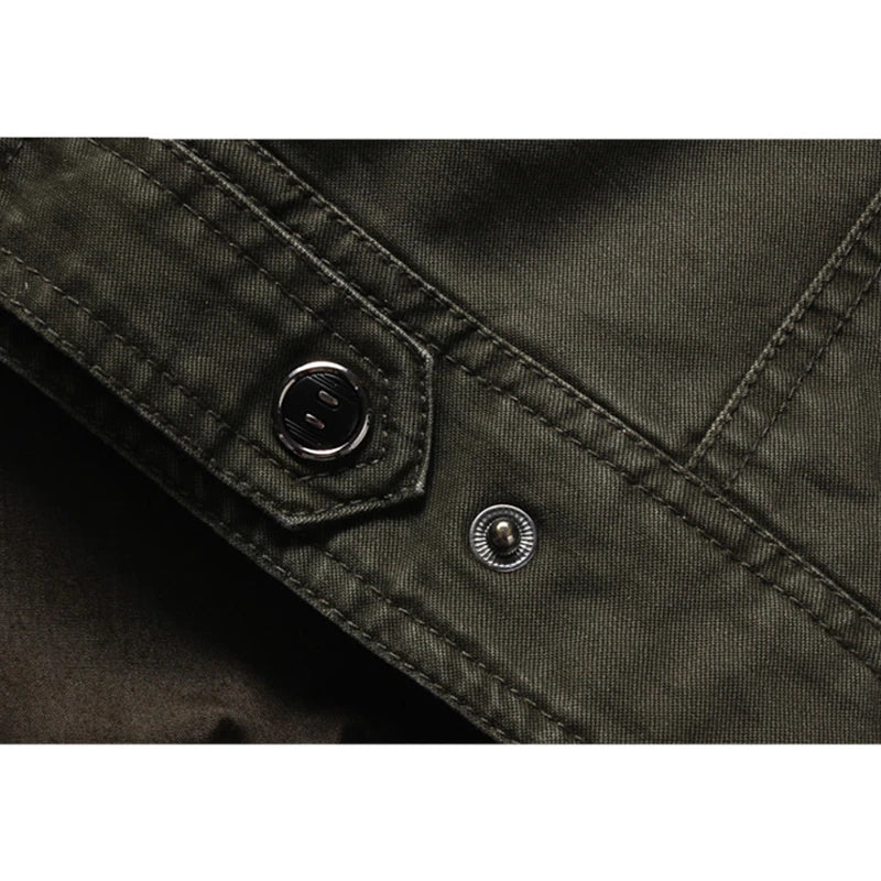 Armeegrüne Jacke | Zip-Up | Taschen | Herrenjacke | Outdoorjacke-Chaps Herrenmode