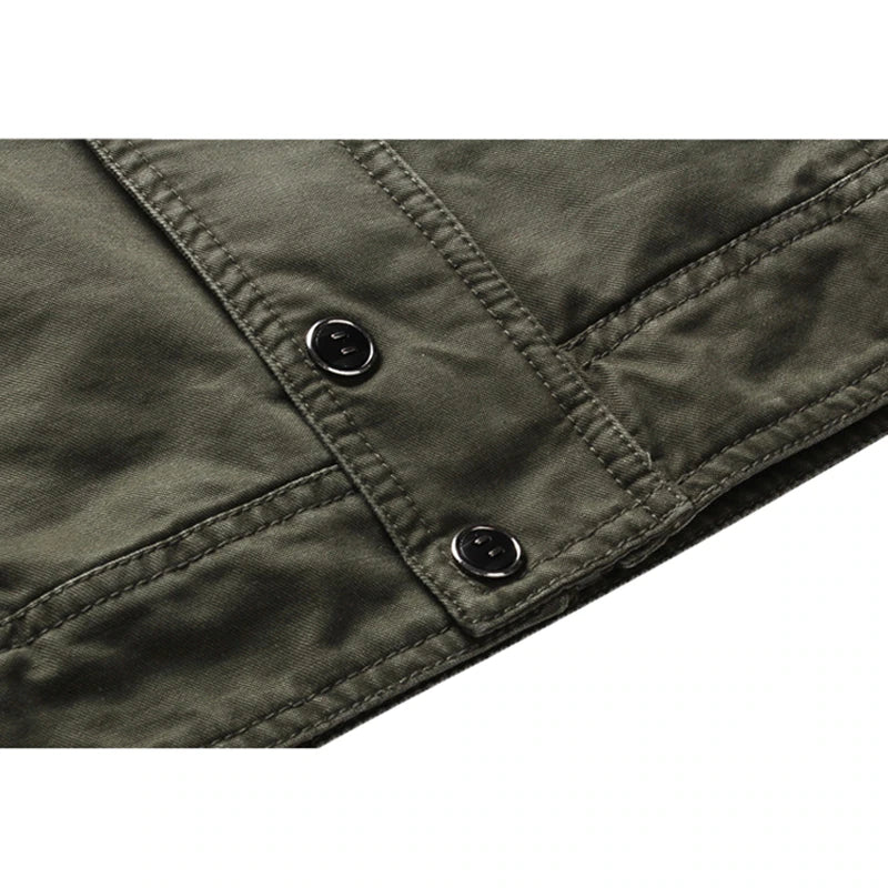 Armeegrüne Jacke | Zip-Up | Taschen | Herrenjacke | Outdoorjacke-Chaps Herrenmode