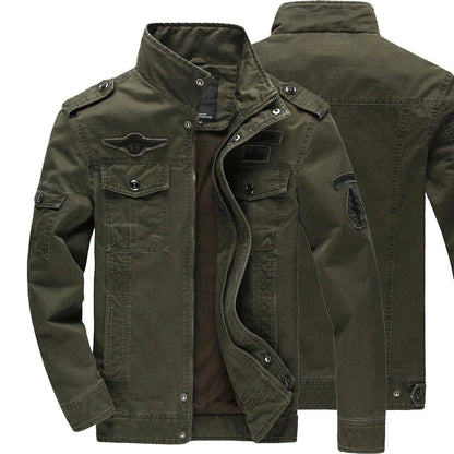 Armeegrüne Jacke | Zip-Up | Taschen | Herrenjacke | Outdoorjacke-Chaps Herrenmode