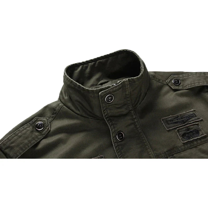 Armeegrüne Jacke | Zip-Up | Taschen | Herrenjacke | Outdoorjacke-Chaps Herrenmode