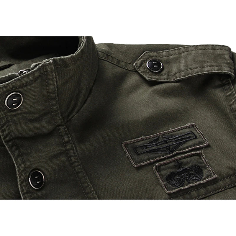 Armeegrüne Jacke | Zip-Up | Taschen | Herrenjacke | Outdoorjacke-Chaps Herrenmode