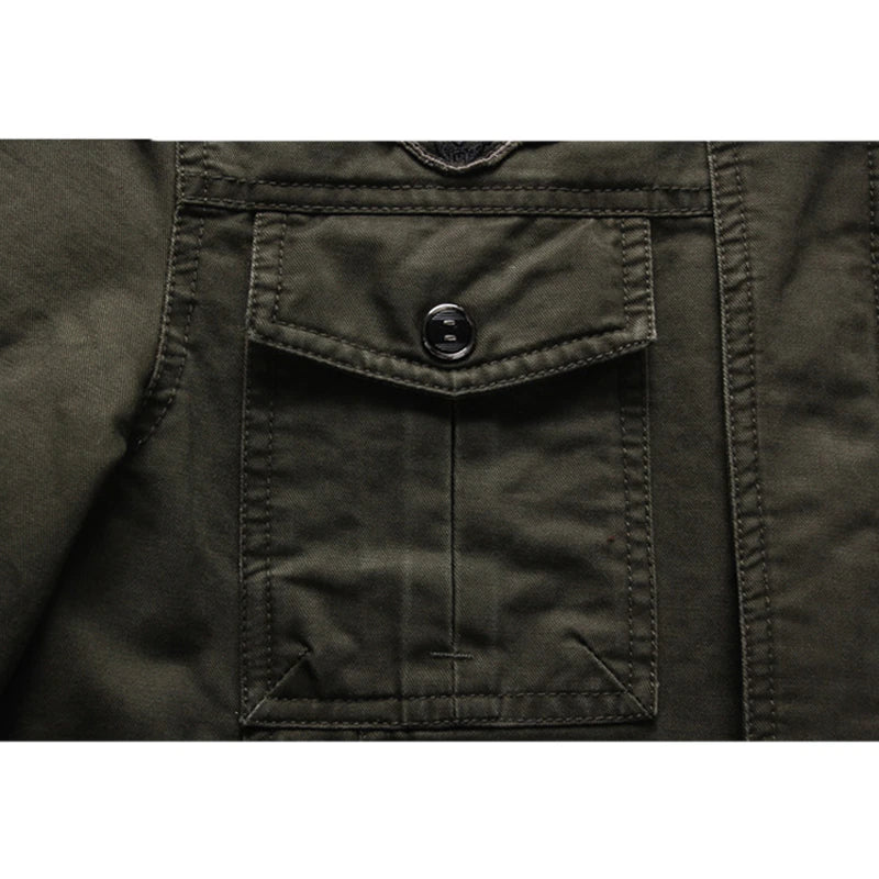 Armeegrüne Jacke | Zip-Up | Taschen | Herrenjacke | Outdoorjacke-Chaps Herrenmode
