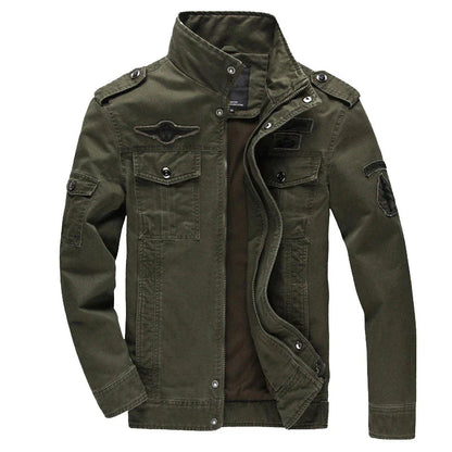 Armeegrüne Jacke | Zip-Up | Taschen | Herrenjacke | Outdoorjacke-Militärgrün-S-Chaps Herrenmode