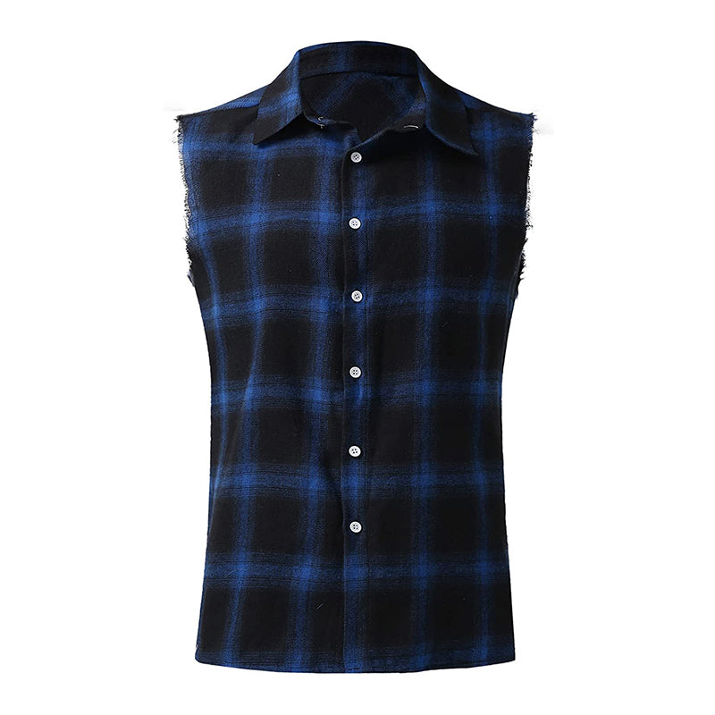 Ärmelloses Hemd - Casual - Kariert - Hemd zum Knöpfen - Herrenbekleidung-Chaps Herrenmode