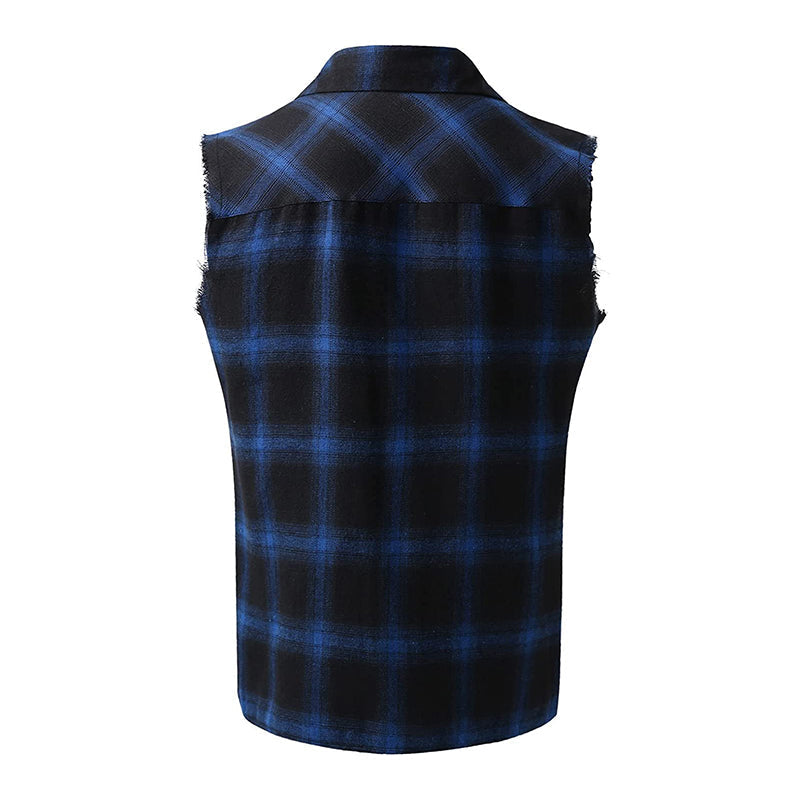 Ärmelloses Hemd - Casual - Kariert - Hemd zum Knöpfen - Herrenbekleidung-Chaps Herrenmode