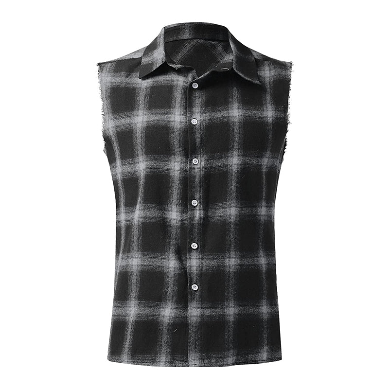 Ärmelloses Hemd - Casual - Kariert - Hemd zum Knöpfen - Herrenbekleidung-Chaps Herrenmode