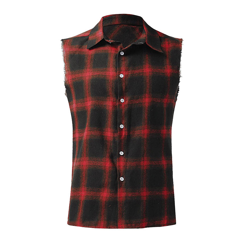 Ärmelloses Hemd - Casual - Kariert - Hemd zum Knöpfen - Herrenbekleidung-Chaps Herrenmode