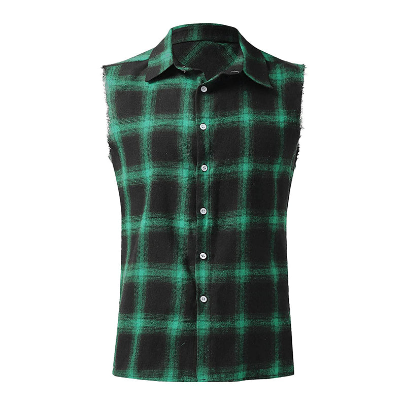 Ärmelloses Hemd - Casual - Kariert - Hemd zum Knöpfen - Herrenbekleidung-Chaps Herrenmode