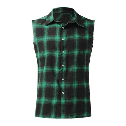 Ärmelloses Hemd - Casual - Kariert - Hemd zum Knöpfen - Herrenbekleidung-Chaps Herrenmode