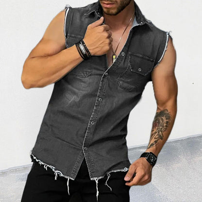 Ärmelloses Hemd | Hemd mit Knöpfen | Slim Fit | Jeanshemd | Herrenbekleidung-Chaps Herrenmode