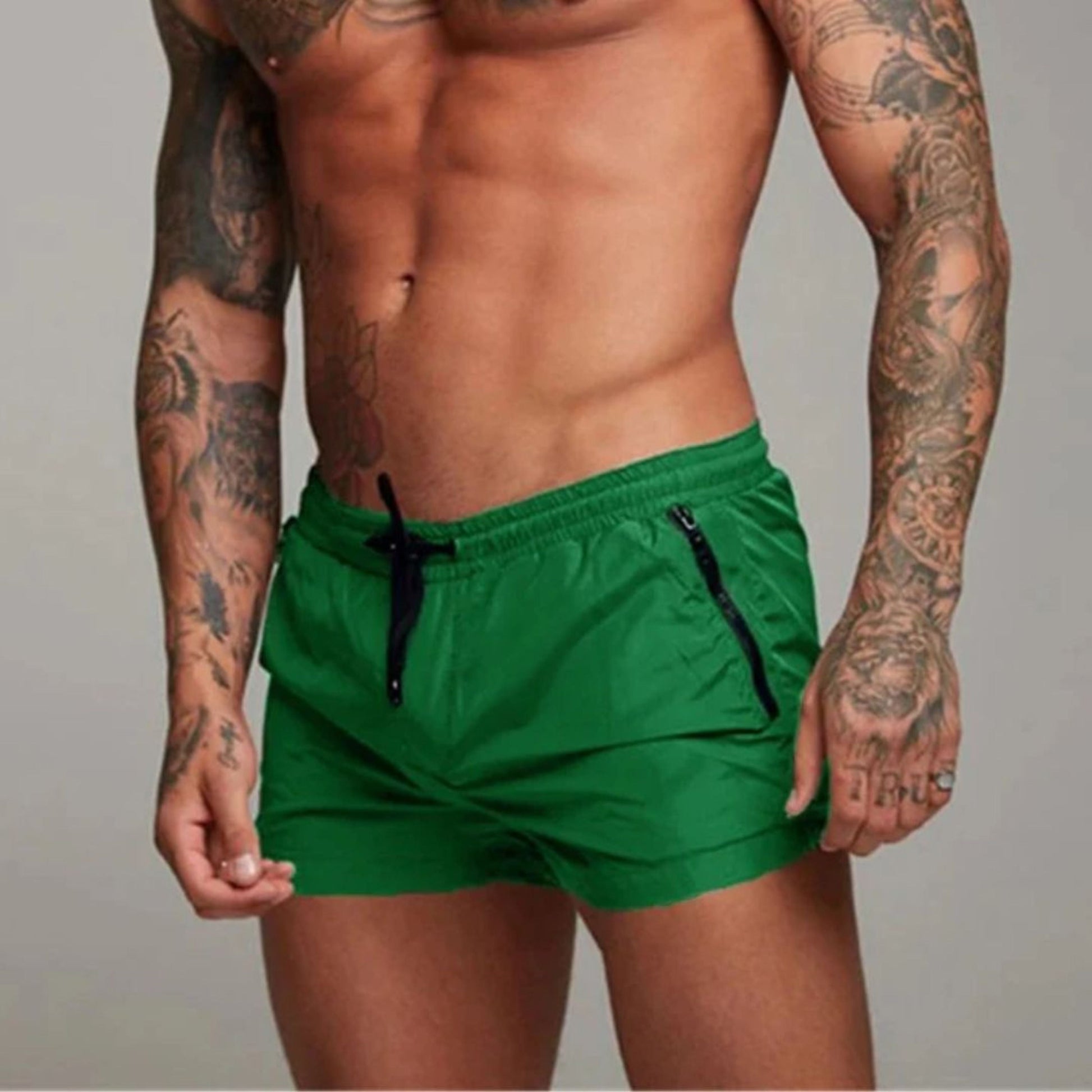 Badehose – elastischer Bund – Kordelzug – Badeshorts – Herren-Bademode-Grün-S-Chaps Herrenmode