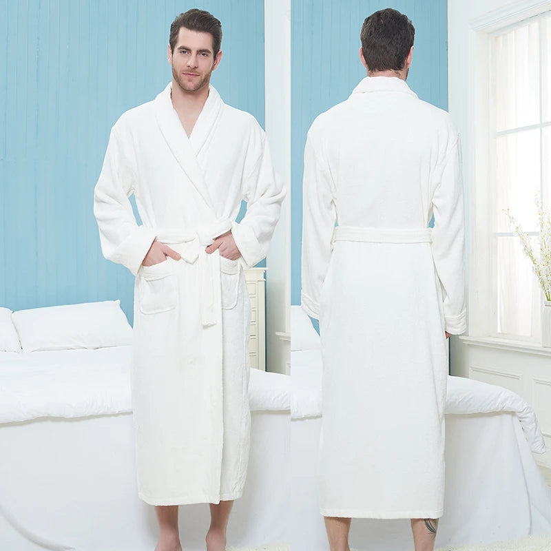 Bademantel – Herren-Fleece-Bademantel, lang, mit Handtuch, Morgenmantel-Chaps Herrenmode