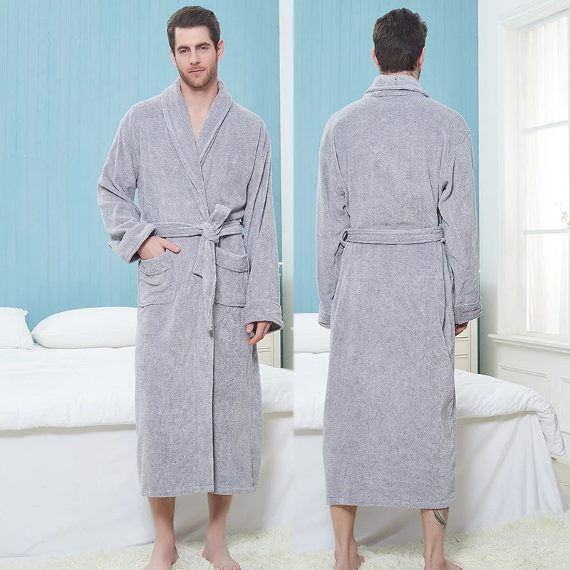 Bademantel – Herren-Fleece-Bademantel, lang, mit Handtuch, Morgenmantel-Chaps Herrenmode