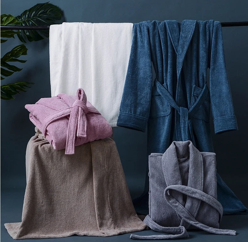 Bademantel – Herren-Fleece-Bademantel, lang, mit Handtuch, Morgenmantel-Chaps Herrenmode