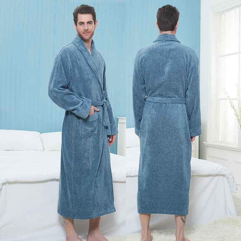 Bademantel – Herren-Fleece-Bademantel, lang, mit Handtuch, Morgenmantel-Chaps Herrenmode
