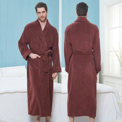 Bademantel – Herren-Fleece-Bademantel, lang, mit Handtuch, Morgenmantel-Chaps Herrenmode