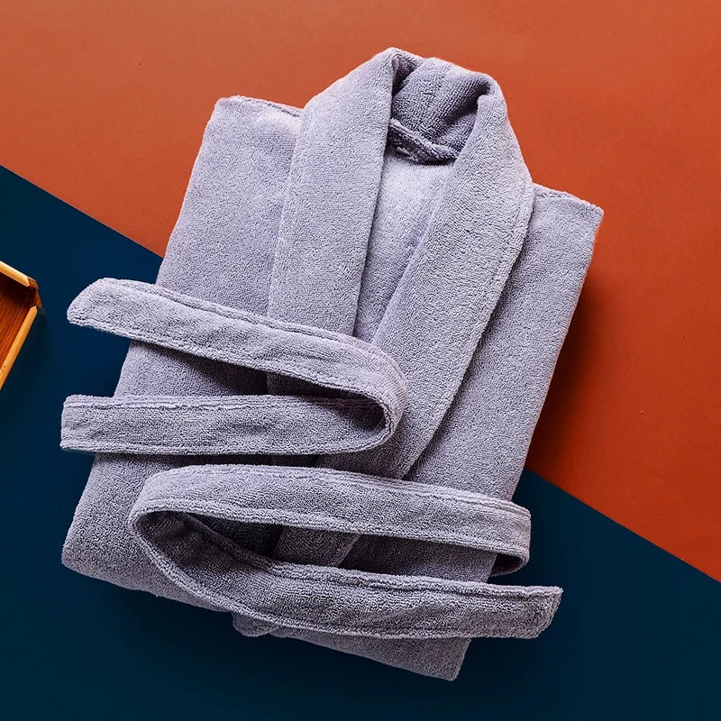 Bademantel – Herren-Fleece-Bademantel, lang, mit Handtuch, Morgenmantel-Grau-M-Chaps Herrenmode