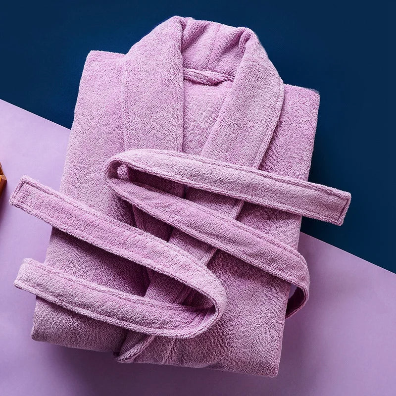 Bademantel – Herren-Fleece-Bademantel, lang, mit Handtuch, Morgenmantel-Lila-M-Chaps Herrenmode