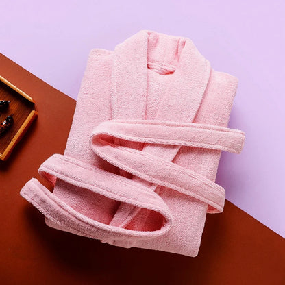 Bademantel – Herren-Fleece-Bademantel, lang, mit Handtuch, Morgenmantel-Rosa-M-Chaps Herrenmode