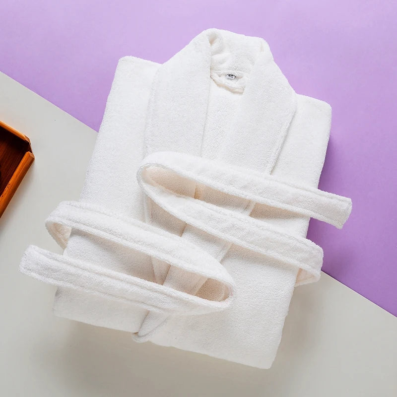 Bademantel – Herren-Fleece-Bademantel, lang, mit Handtuch, Morgenmantel-Weiß-M-Chaps Herrenmode