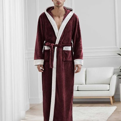 Bademantel mit Kapuze - Winter - Langer Bademantel - Bademantel für Männer-Bordeaux-M-Chaps Herrenmode