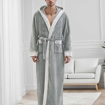Bademantel mit Kapuze - Winter - Langer Bademantel - Bademantel für Männer-Dunkelgrau-M-Chaps Herrenmode