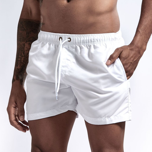 Badeshorts - Elastische Taille für Männer Schnell trocknende Badehose für den Strand-Weiß-XS-Chaps Herrenmode