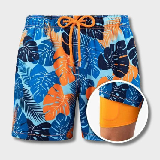 Badeshorts | Elastischer Bund | Doppellagig | 2-in-1-Shorts | Boardshorts-Chaps Herrenmode