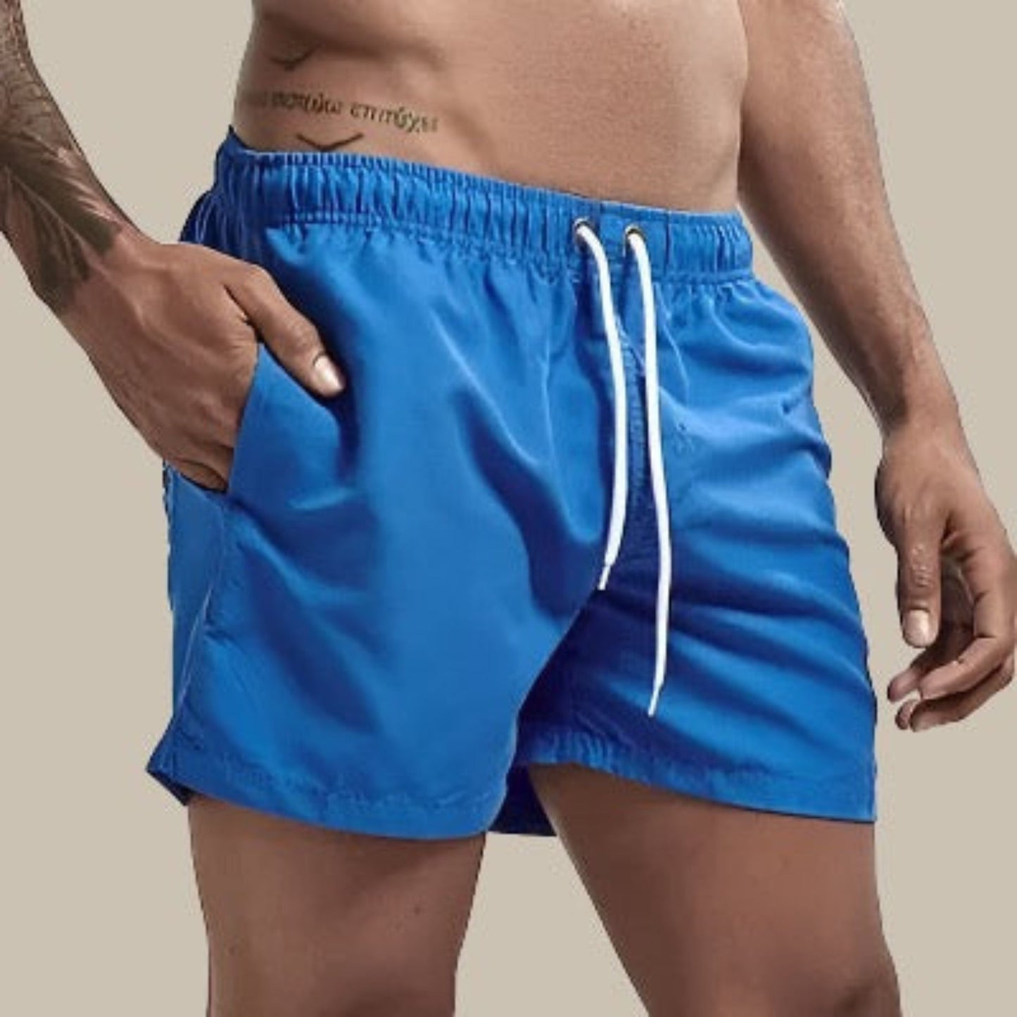 Badeshorts – Elastischer Bund – Schnelltrocknend – Badehose für Männer – Bademode für Männer-Blau-M-Chaps Herrenmode