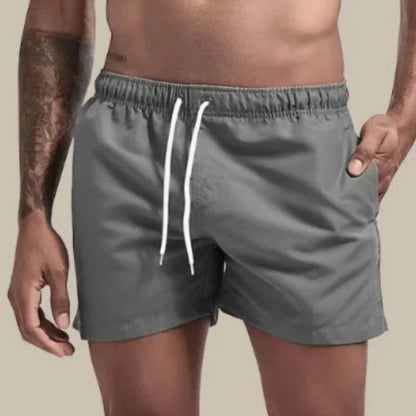 Badeshorts – Elastischer Bund – Schnelltrocknend – Badehose für Männer – Bademode für Männer-Grau-M-Chaps Herrenmode