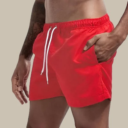 Badeshorts – Elastischer Bund – Schnelltrocknend – Badehose für Männer – Bademode für Männer-Rot-M-Chaps Herrenmode