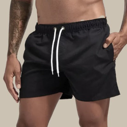 Badeshorts – Elastischer Bund – Schnelltrocknend – Badehose für Männer – Bademode für Männer-Schwarz-M-Chaps Herrenmode