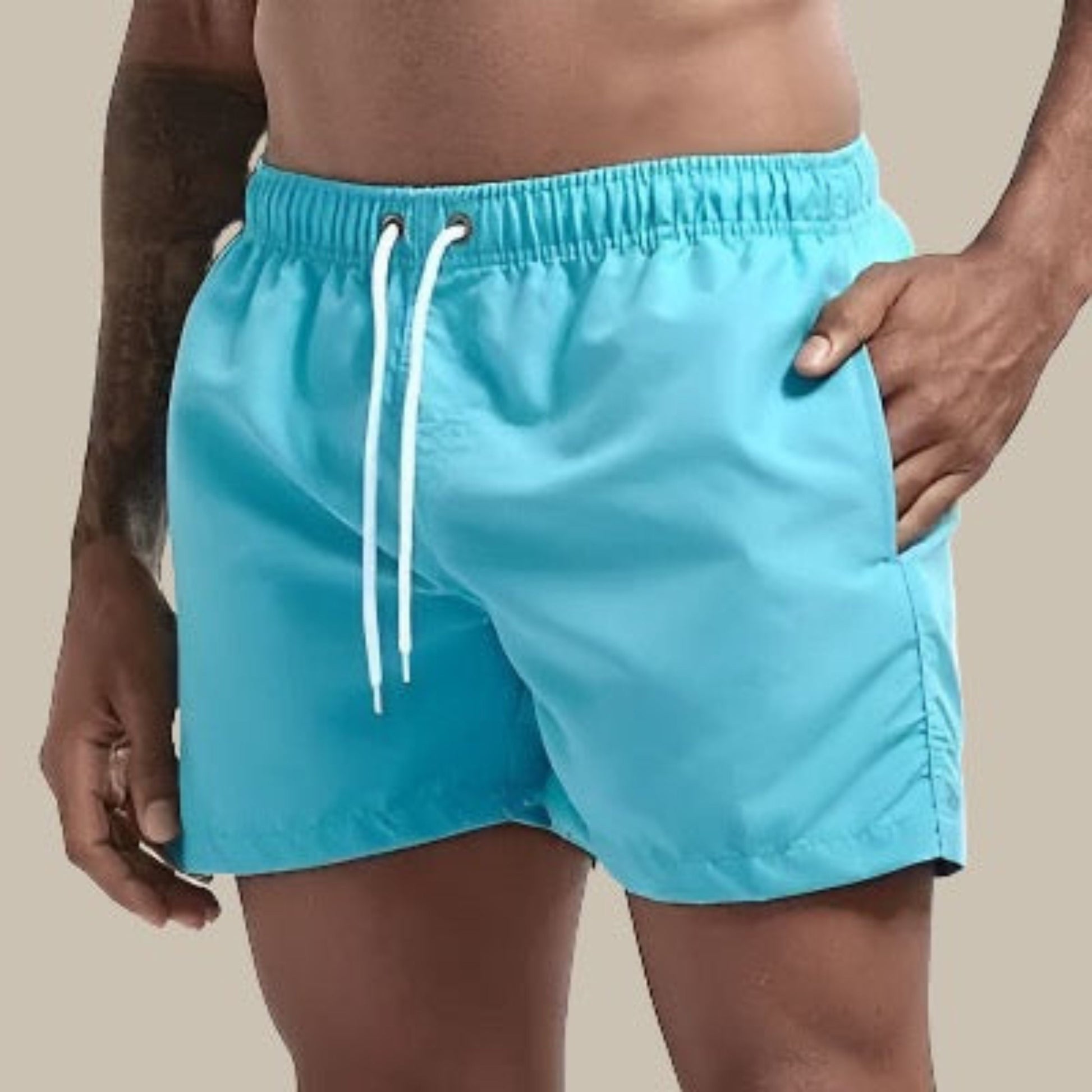 Badeshorts – Elastischer Bund – Schnelltrocknend – Badehose für Männer – Bademode für Männer-Türkis-M-Chaps Herrenmode