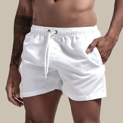 Badeshorts – Elastischer Bund – Schnelltrocknend – Badehose für Männer – Bademode für Männer-Weiß-M-Chaps Herrenmode
