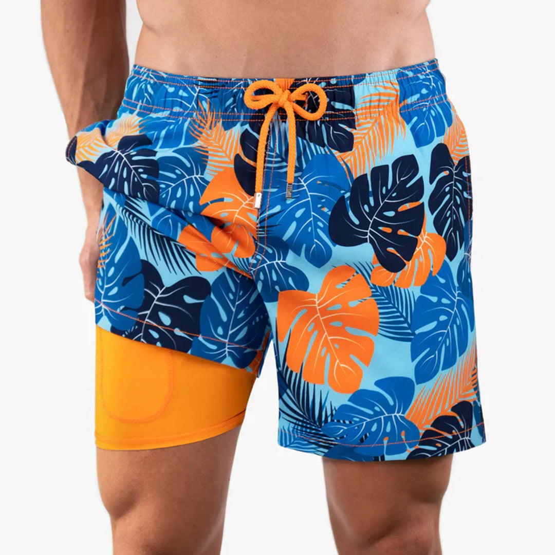 Badeshorts – Kordelzug – 2-in-1 – Boardshorts – Bademode für Männer-Chaps Herrenmode
