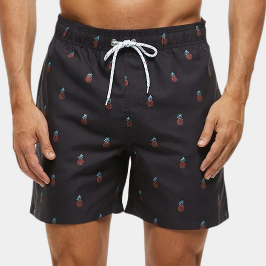 Badeshorts – Kordelzug – Bedruckt – Boardshorts – Herrenbekleidung-Ananas-S-Chaps Herrenmode
