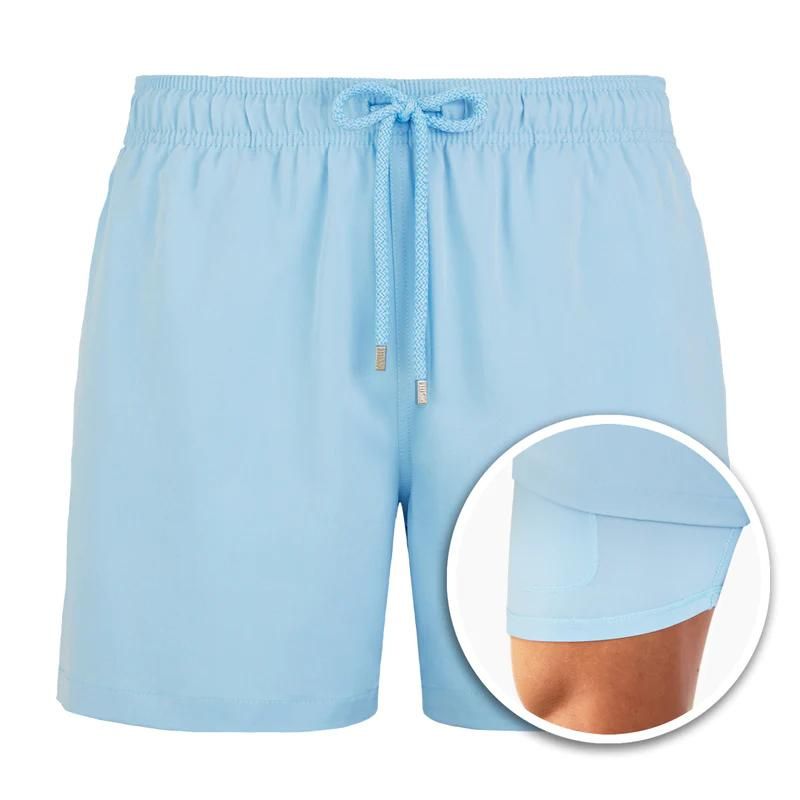 Badeshorts – Zweilagig – mit elastischem Bund – Boardshorts – Herren-Bademode-Blau-Azurblau-S-Chaps Herrenmode