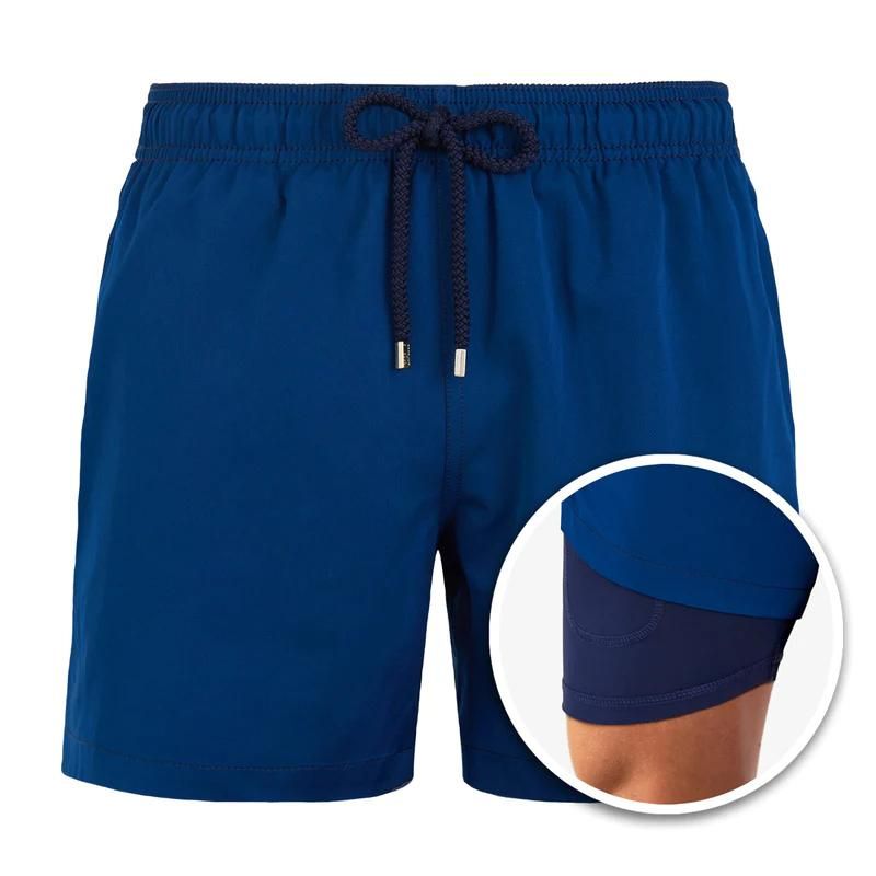 Badeshorts – Zweilagig – mit elastischem Bund – Boardshorts – Herren-Bademode-Blauer Saphir-S-Chaps Herrenmode