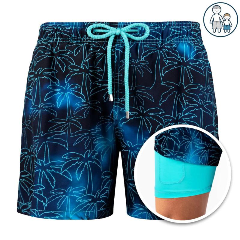 Badeshorts – Zweilagig – mit elastischem Bund – Boardshorts – Herren-Bademode-Misty Palms-S-Chaps Herrenmode