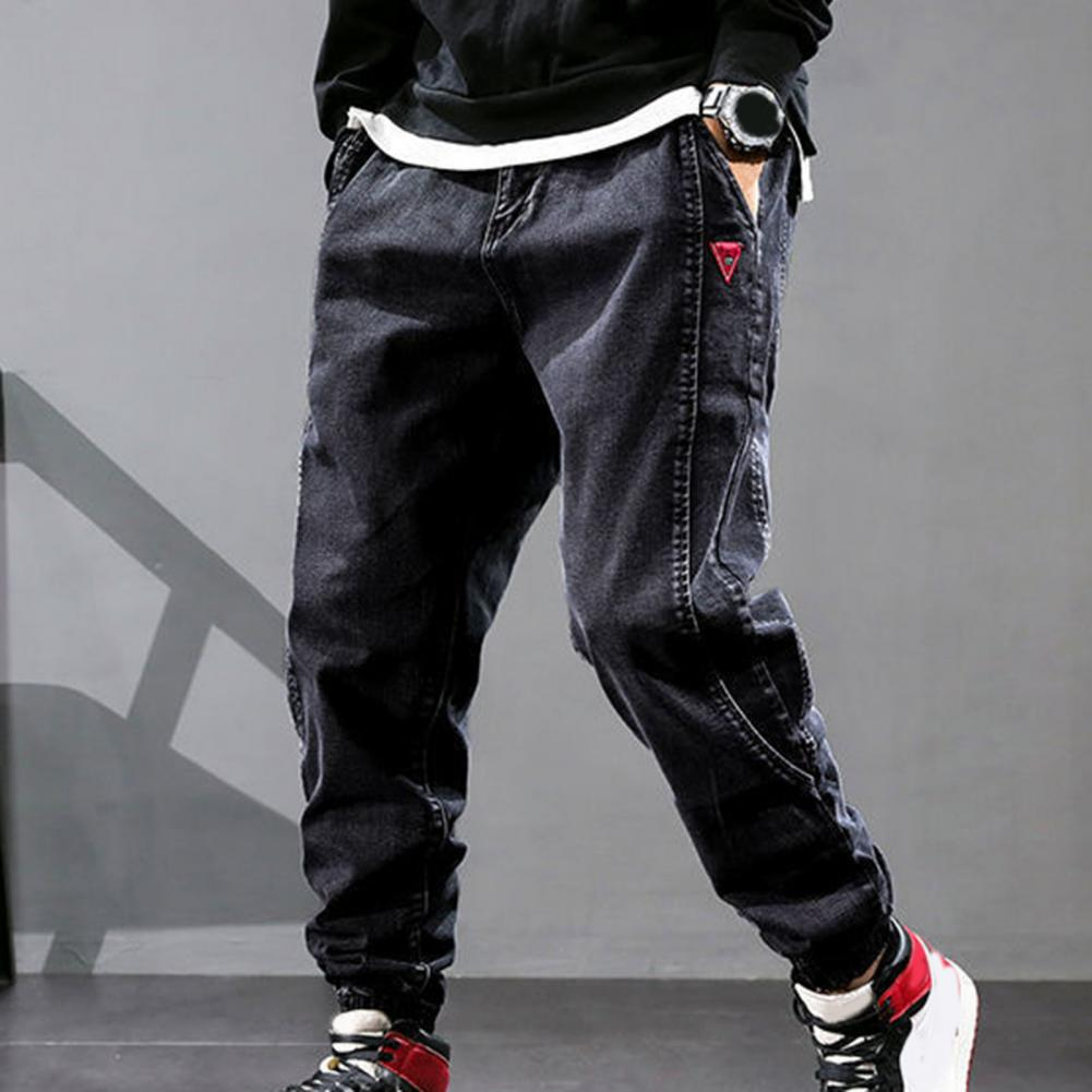 Baggy Jeans - Elastische Knöchel - Kordelzug - Denim-Jogger - Herrenjeans-Schwarz-M-Chaps Herrenmode
