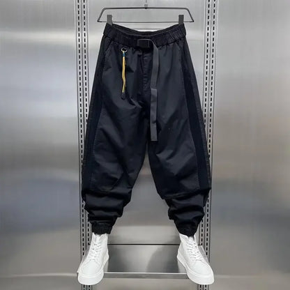 Baggy Pants - Elastic Waist Loose Fit Track Pants für Männer-Schwarz-S-Chaps Herrenmode