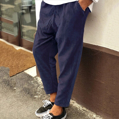 Baggy Pants - Lässige, locker sitzende Cordhosen für Männer-Blau-S-Chaps Herrenmode