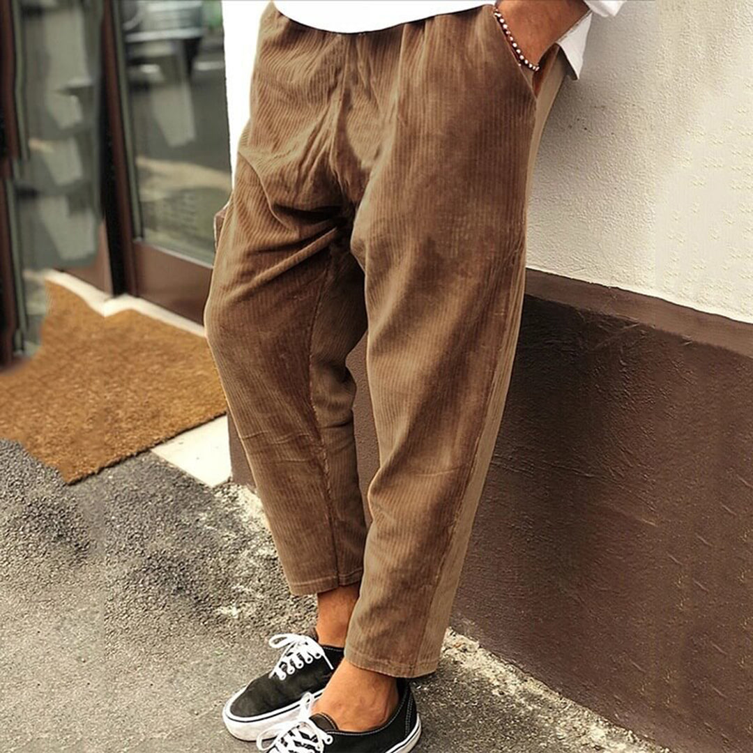 Baggy Pants - Lässige, locker sitzende Cordhosen für Männer-Braun-S-Chaps Herrenmode