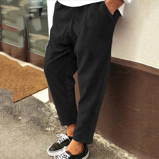 Baggy Pants - Lässige, locker sitzende Cordhosen für Männer-Schwarz-S-Chaps Herrenmode
