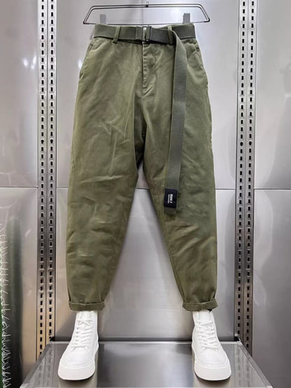 Baggy Pants | Slouchy | Gürtel | Loose Fit Pants | Herrenhosen-Grün-XXS-Chaps Herrenmode