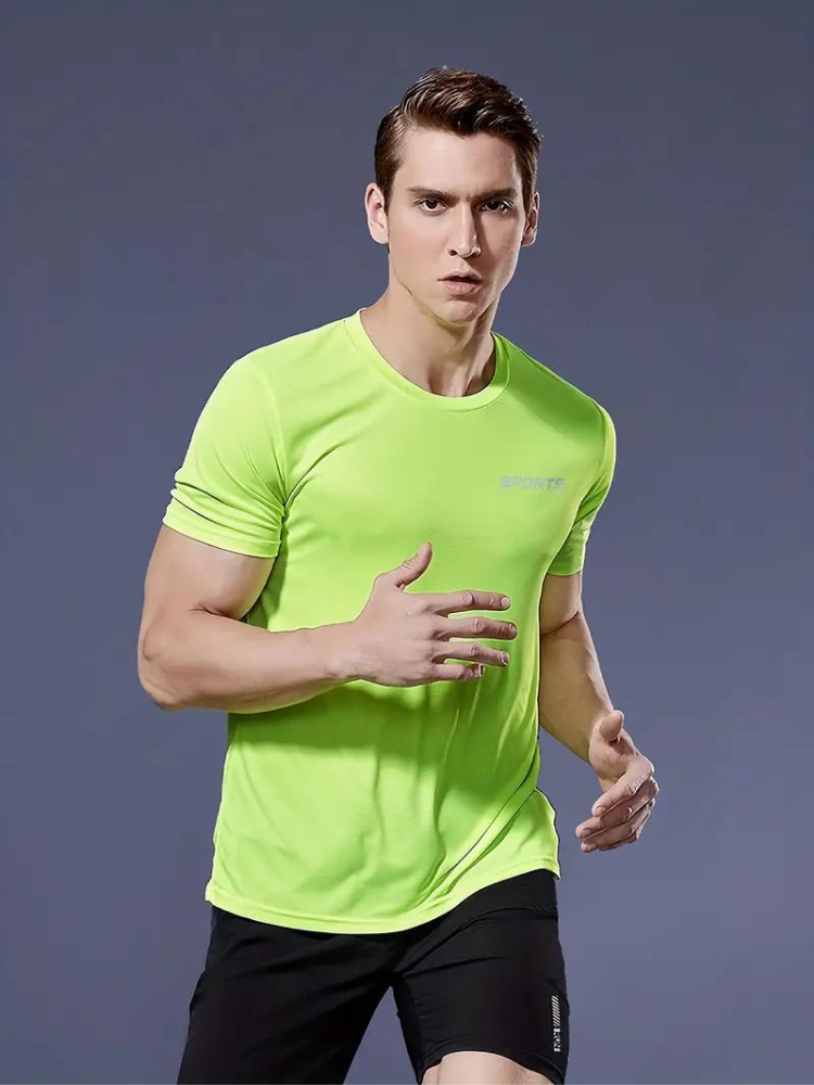 Barlow Sport T-Shirt | Schnell trocknendes Workout-T-Shirt für Männer-Fluoreszierendes Grün-XS-Chaps Herrenmode