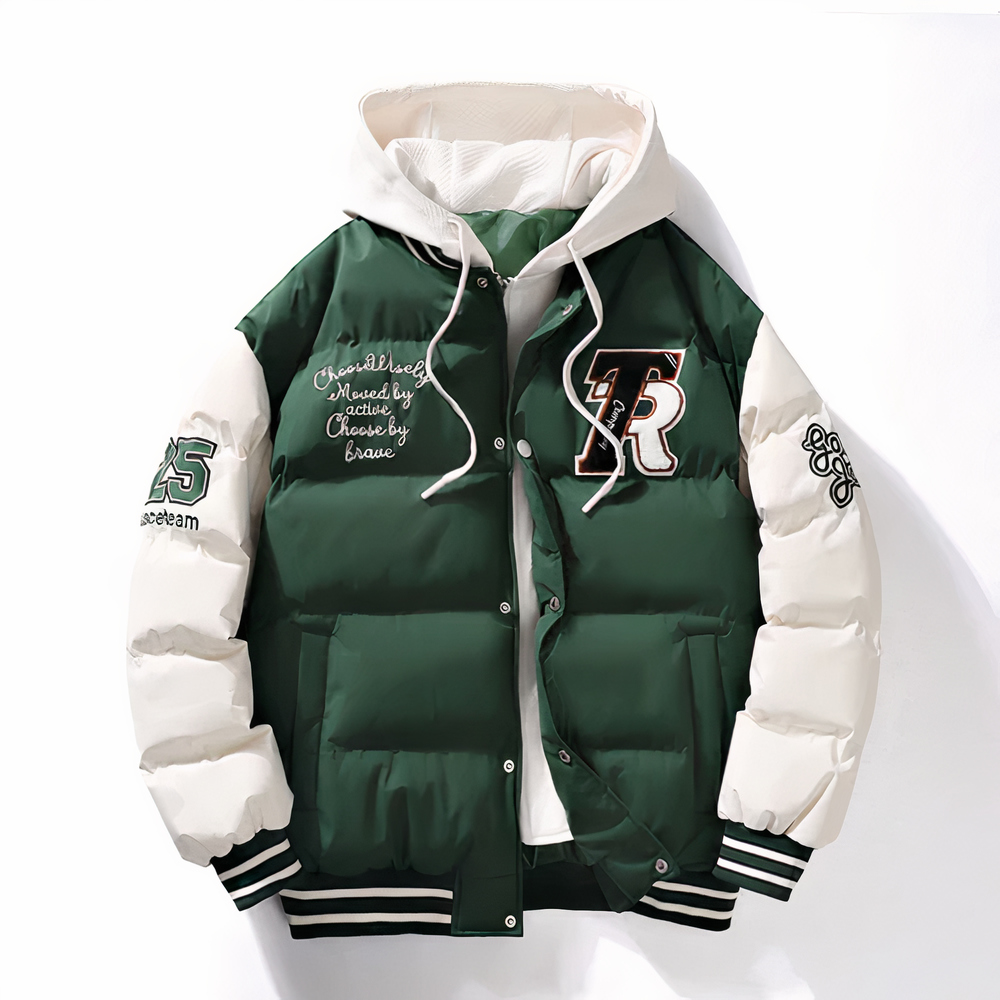 Baseballjacke | Kapuzenjacke | Winter | Bomberjacke für Männer | Pufferjacke-Grün-XS-Chaps Herrenmode