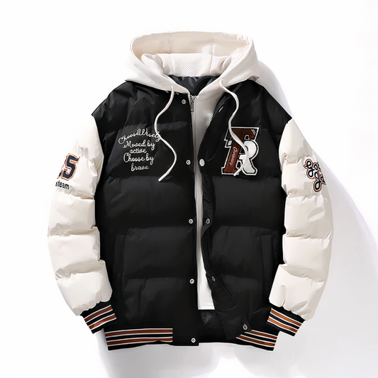 Baseballjacke | Kapuzenjacke | Winter | Bomberjacke für Männer | Pufferjacke-Schwarz-XS-Chaps Herrenmode