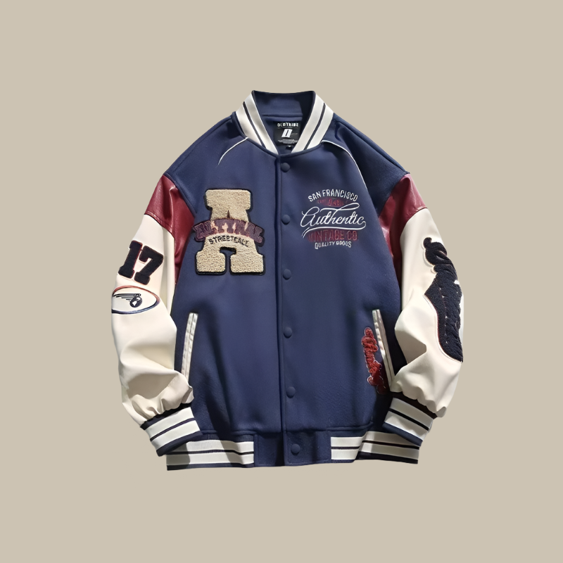 Baseballjacke – Oversized – Collegejacke – Bomberjacke – Herrenjacke-Blau-M-Chaps Herrenmode